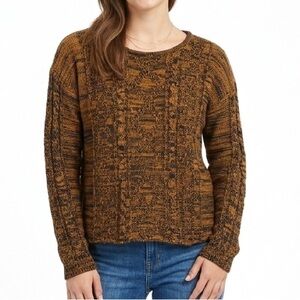 Forever 21 Marled Knit Sweater Women’s Large Brown Chunky Crewneck Pullover